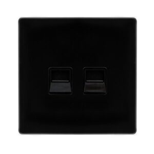 Click Scolmore - Click Definity Complete Twin Telephone Master Outlet Metal Black Cover Plate Black Insert (SFMB121BK)