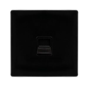 Click Scolmore - Click Definity Complete Single Telephone Secondary Outlet Metal Black Cover Plate Black Insert (SFMB125BK)