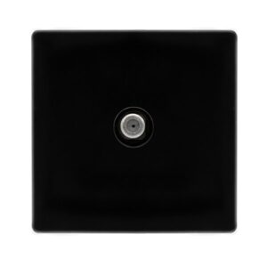 Click Scolmore - Click Definity Complete Non-Isolated Single Satellite Outlet Metal Black Cover Plate Black Insert (SFMB156BK)