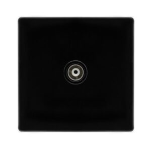 Click Scolmore - Click Definity Complete Single Isolated Coaxial Outlet Metal Black Cover Plate Black Insert (SFMB158BK)