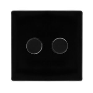 Click Scolmore - Click Definity Complete 2 Gang 2 Way 100W Dimmer Switch Metal Black (SFMB162)