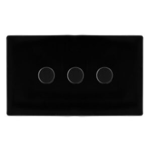 Click Scolmore - Click Definity Complete 3 Gang 2 Way 100W Dimmer Switch Metal Black (SFMB163)