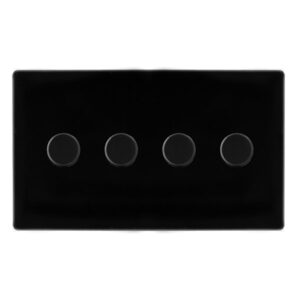 Click Scolmore - Click Definity Complete 4 Gang 2 Way 100W Dimmer Switch Metal Black (SFMB164)