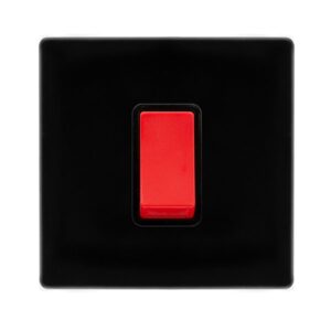 Click Scolmore - Click Definity Complete 50A 1 Gang Double Pole Switch Metal Black Cover Plate Black Insert (SFMB200BK)