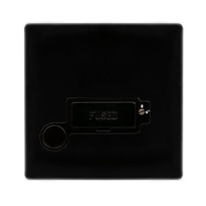 Click Scolmore - Click Definity Complete 13A Lockable Connection Unit With Optional Flex Outlet Metal Black Cover Plate Black Insert (SFMB250BK)