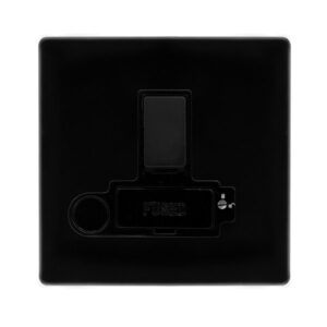 Click Scolmore - Click Definity Complete 13A Switched Lockable Connection Unit With Optional Flex Outlet Metal Black Cover Plate Black Insert (SFMB251BK)