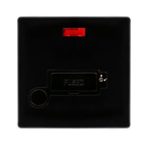 Click Scolmore - Click Definity Complete 13A Lockable Connection Unit With Neon & Optional Flex Outlet Metal Black Cover Plate Black Insert (SFMB253BK)
