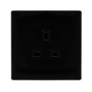 Click Scolmore - Click Definity Complete 13A 1 Gang Unswitched Socket Metal Black Cover Plate Black Insert (SFMB630BK)