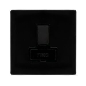 Click Scolmore - Click Definity Complete 13A Switched Fused Connection Unit Metal Black Cover Plate Black Insert (SFMB651BK)