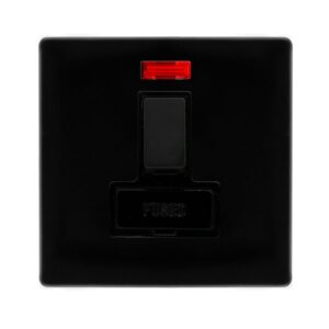 Click Scolmore - Click Definity Complete 13A Switched Fused Connection Unit With Neon Metal Black Cover Plate Black Insert (SFMB652BK)