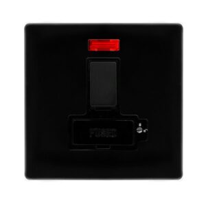 Click Scolmore - Click Definity Complete 13A Lockable Switched Fused Connection Unit With Neon Metal Black Cover Plate Black Insert (SFMB852BK)