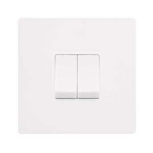 Click Scolmore - Click Definity Complete 10Ax Ingot 2 Gang 2 Way Switch Metal White Cover Plate Polar White Insert (SFMW012PW)