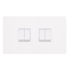Click Scolmore - Click Definity Complete 10Ax Ingot 4 Gang 2 Way Switch Metal White Cover Plate Polar White Insert (SFMW019PW)