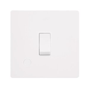 Click Scolmore - Click Definity Complete 20A Double Pole Switch With Flex Outlet Metal White Cover Plate Polar White Insert (SFMW022PW)