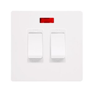 Click Scolmore - Click Definity Complete 20A Sink / Bath Switch With Neon Metal White Cover Plate Polar White Insert (SFMW024PW)