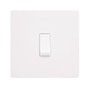 Click Scolmore - Click Definity Complete 10Ax Ingot 1 Gang Intermediate Switch Metal White Cover Plate Polar White Insert (SFMW025PW)
