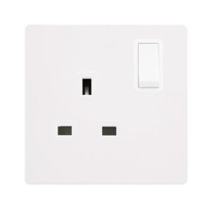 Click Scolmore - Click Definity Complete 13A Ingot 1 Gang Dp Switched Socket Metal White Cover Plate Polar White Insert (SFMW035PW)