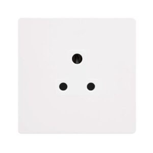 Click Scolmore - Click Definity Complete 5A Round Pin Socket Metal White Cover Plate Polar White Insert (SFMW038PW)
