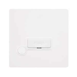 Click Scolmore - Click Definity Complete 13A Fused Connection Unit With Optional Flex Outlet Metal White Cover Plate Polar White Insert (SFMW050PW)
