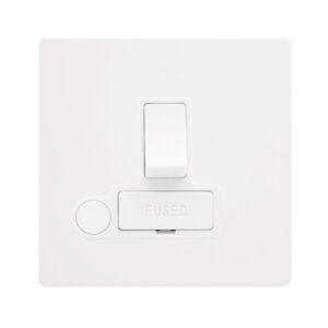 Click Scolmore - Click Definity Complete 13A Switched Fused Connection Unit With Optional Flex Outlet Metal White Cover Plate Polar White Insert (SFMW051PW)