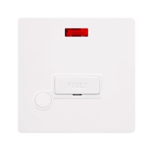 Click Scolmore - Click Definity Complete 13A Fused Connection Unit With Neon & Optional Flex Outlet Metal White Cover Plate Polar White Insert (SFMW053PW)