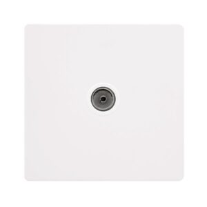 Click Scolmore - Click Definity Complete Single Non-Isolated Coaxial Outlet Metal White Cover Plate Polar White Insert (SFMW065PW)