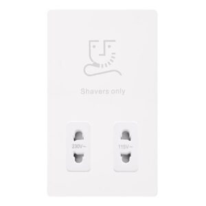 Click Scolmore - Click Definity Complete 115/230V Dual Voltage Shaver Socket Metal White Cover Plate Polar White Insert (SFMW100PW)