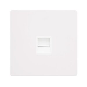 Click Scolmore - Click Definity Complete Single Telephone Master Outlet Metal White Cover Plate Polar White Insert (SFMW120PW)