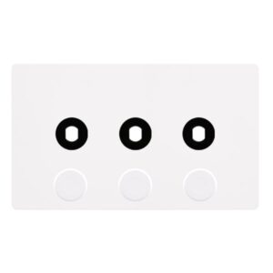 Click Scolmore - Click Definity Complete 3 Gang Unfurnished Dimmer Plate & Knobs Metal White (SFMW143PL)