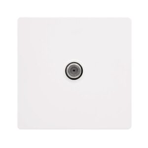 Click Scolmore - Click Definity Complete Non-Isolated Single Satellite Outlet Metal White Cover Plate Polar White Insert (SFMW156PW)