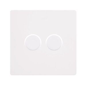 Click Scolmore - Click Definity Complete 2 Gang 2 Way 100W Dimmer Switch Metal White (SFMW162)