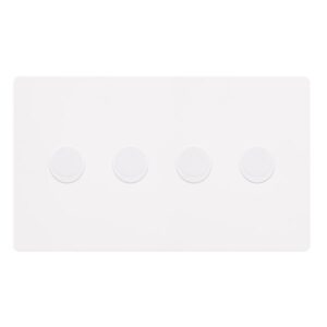 Click Scolmore - Click Definity Complete 4 Gang 2 Way 100W Dimmer Switch Meta; White (SFMW164)