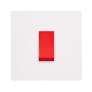 Click Scolmore - Click Definity Complete 50A 1 Gang Double Pole Switch Metal White Cover Plate Polar White Insert (SFMW200PW)