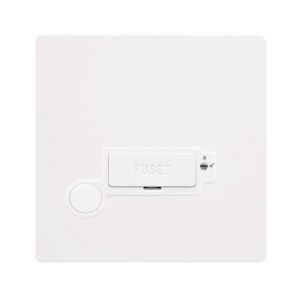 Click Scolmore - Click Definity Complete 13A Lockable Connection Unit With Optional Flex Outlet Metal White Cover Plate Polar White Insert (SFMW250PW)