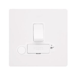 Click Scolmore - Click Definity Complete 13A Switched Lockable Connection Unit With Optional Flex Outlet Metal White Cover Plate Polar White Insert (SFMW251PW)