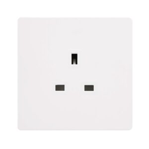 Click Scolmore - Click Definity Complete 13A 1 Gang Unswitched Socket Metal White Cover Plate Polar White Insert (SFMW630PW)