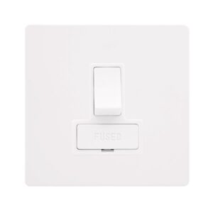 Click Scolmore - Click Definity Complete 13A Switched Fused Connection Unit Metal White Cover Plate Polar White Insert (SFMW651PW)