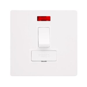 Click Scolmore - Click Definity Complete 13A Switched Fused Connection Unit With Neon Metal White Cover Plate Polar White Insert (SFMW652PW)