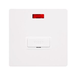 Click Scolmore - Click Definity Complete 13A Fused Connection Unit With Neon Metal White Cover Plate Polar White Insert (SFMW653PW)