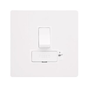 Click Scolmore - Click Definity Complete 13A Lockable Switched Fused Connection Unit Metal White Cover Plate Polar White Insert (SFMW851PW)