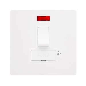 Click Scolmore - Click Definity Complete 13A Lockable Switched Fused Connection Unit With Neon Metal White Cover Plate Polar White Insert (SFMW852PW)