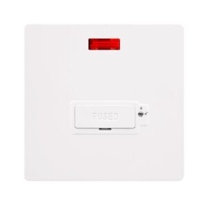 Click Scolmore - Click Definity Complete 13A Lockable Fused Connection Unit With Neon Metal White Cover Plate Polar White Insert (SFMW853PW)
