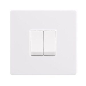 Click Scolmore - Click Definity Complete 10Ax Ingot 2 Gang 2 Way Switch Polar White Cover Plate Polar White Insert (SFPW012PW)
