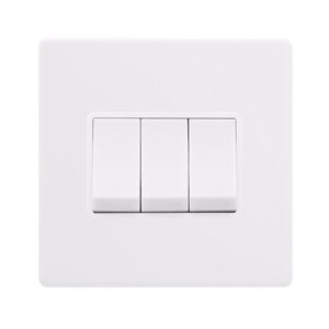 Click Scolmore - Click Definity Complete 10Ax Ingot 3 Gang 2 Way Switch Polar White Cover Plate Polar White Insert (SFPW013PW)