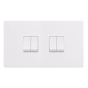 Click Scolmore - Click Definity Complete 10Ax Ingot 4 Gang 2 Way Switch Polar White Cover Plate Polar White Insert (SFPW019PW)