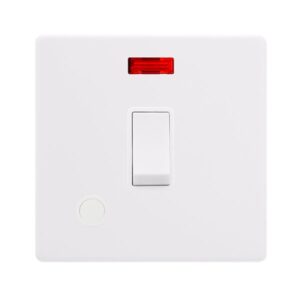 Click Scolmore - Click Definity Complete 20A Double Pole Switch With Neon & Flex Outlet Polar White Cover Plate Polar White Insert (SFPW023PW)