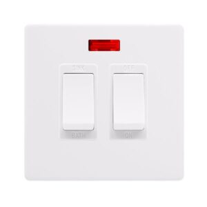 Click Scolmore - Click Definity Complete 20A Sink / Bath Switch With Neon Polar White Cover Plate Polar White Insert (SFPW024PW)