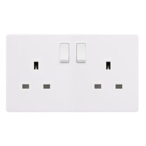 Click Scolmore - Click Definity Complete 13A Ingot 2 Gang Dp Switched Socket Polar White Cover Plate Polar White Insert (SFPW036PW)