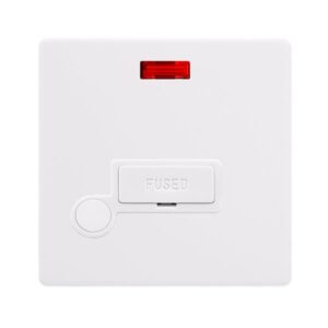 Click Scolmore - Click Definity Complete 13A Fused Connection Unit With Neon & Optional Flex Outlet Polar White Cover Plate Polar White Insert (SFPW053PW)