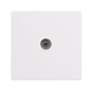 Click Scolmore - Click Definity Complete Single Non-Isolated Coaxial Outlet Polar White Cover Plate Polar White Insert (SFPW065PW)